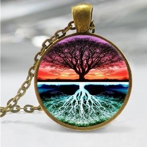 Tree of Life Photo Tibet Silver Cabochon Glass Pen